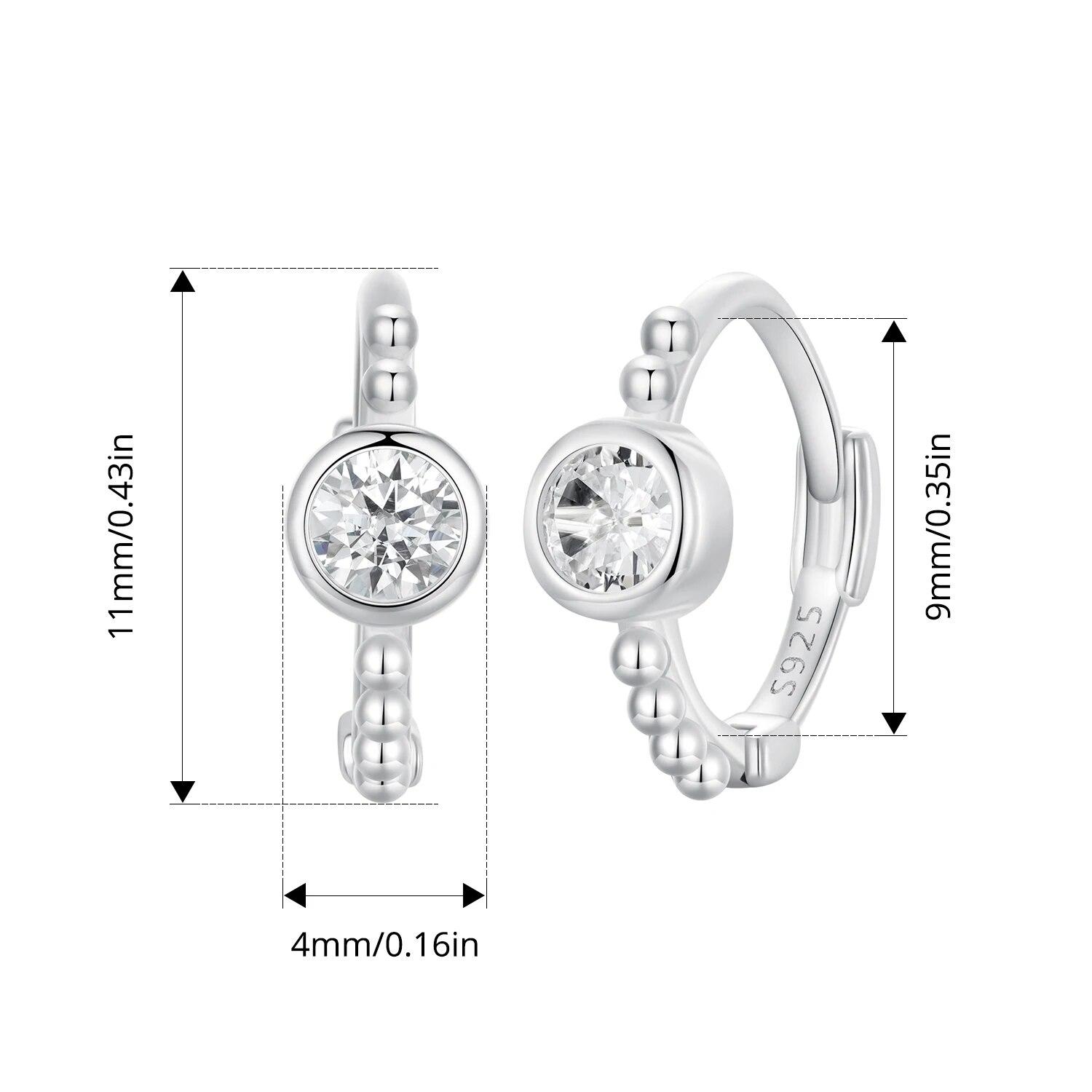 

WOSTU стерлингового серебра 925 пробы, простые бусины, серьги-кольца, пряжки для ушей с цирконом, ювелирные изделия для женщин и девочек, вечерние, повседневный подарок SCE1731