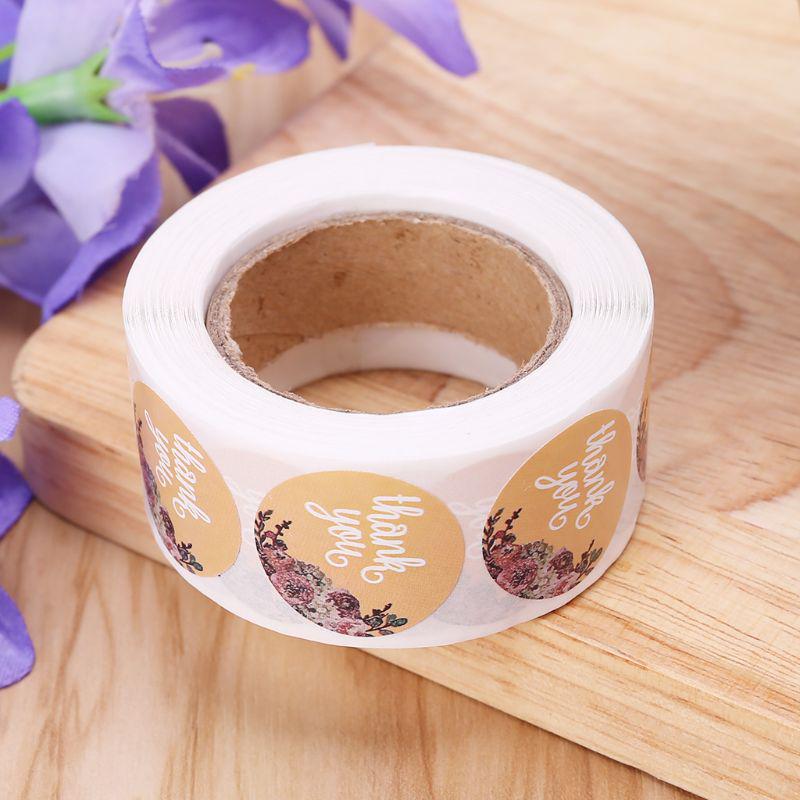 Sticker Natural Kraft Adhesive Labels Roll Round Decorations Baking