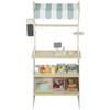 Wooden Toy Shop, Wooden Market Stall with Cash Register, Blackboard and Toy Food, 4 Storage Boxes, Ages 3+, Green