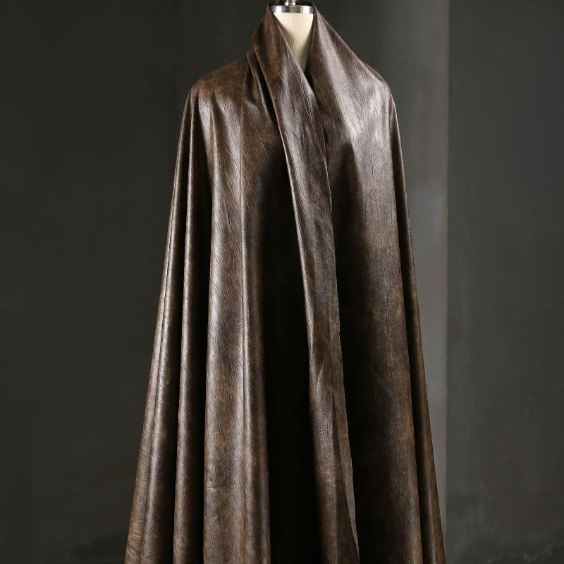 Vintage Distressed PU Leather Fabric Thicken Wrinkled Textured for Diy Sewing Bag Clothing DIY Fashion Designer Material Cloth