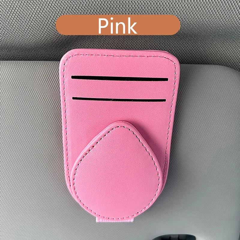 Car Sun Visor Glasses Case Leather Eyeglasses Clip Multifunction Magnetic Sunglasses Hanger Holder Universal Interior Accessorie