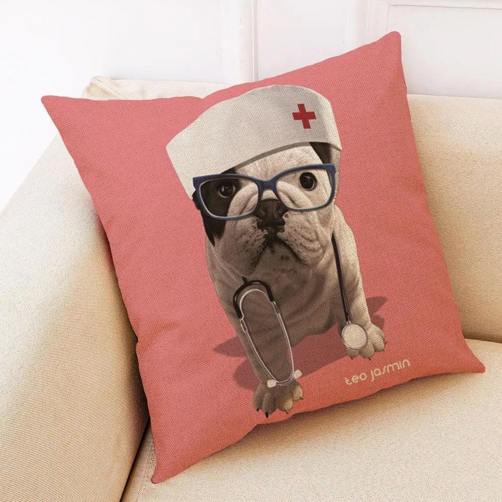 

Офис Гостиная Дом Наволочка Бульдог Узор Наволочка Автомобиль Украшения 40x40cm