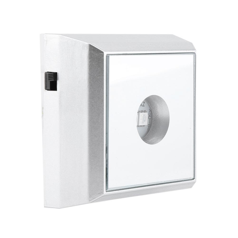 Square LED Lamp Base Stand Holder for Crystal Acrylic Statue Display Silver (Colorful Light)