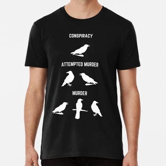 Ornithology Attempted Murder Of Crows Design S to 5XL Made in the USA T-shirt M