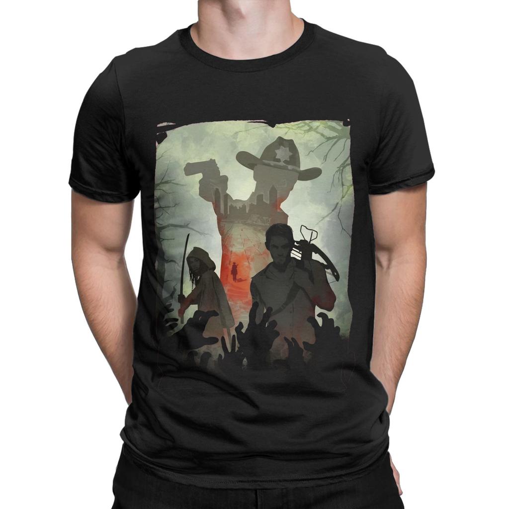Walking Deads T Shirts Men's  Pure Cotton Novelty T-Shirts Crewneck  Tee Shirt Short Sleeve Clothing 4XL 5XL 6XL