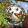 Acrylic Colorful Butterflies and Flowers Suncatcher, Stained Glass Style Window Hanging Ornament for Nature and Garden Lovers