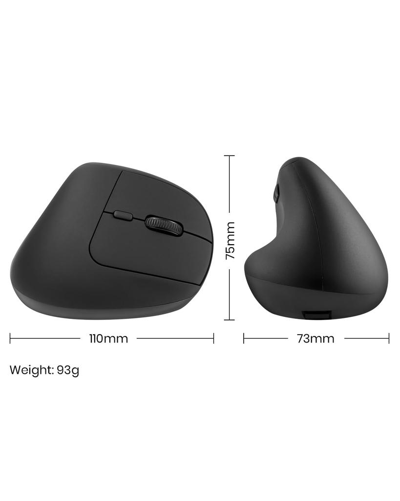 Perixx PERIMICE-608 Ergonomic Wireless Mouse, Vertical Design, 2.4GHz, 5 Programmable Buttons, Comfortable for Long-Term Use [Official Warranty]