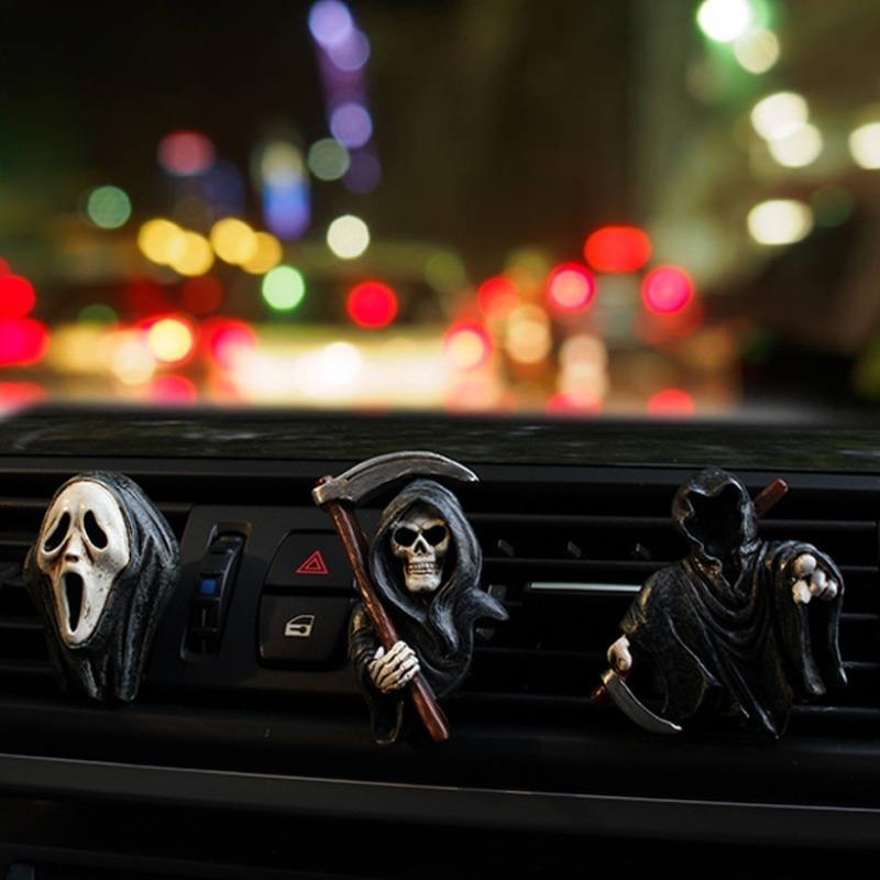 Car Vent Clip 3-piece Set Cute Skull Halloween Decoration Car Air Conditioning Vent Accessories