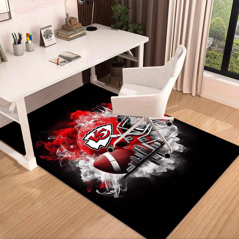 Stadt Chiefs Emblem Bedruckter Teppich für Büro, Stuhlunterlage, Dekorativer Teppich Bodenmatte, Große Größe Fan Geschenke Weihnachtsgeschenke