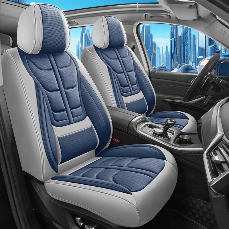 1pc Car Seat Covers  with Built-in Lumbar Support, Premium PU Perforated Leather, All-Season Universal Fit for Most Cars