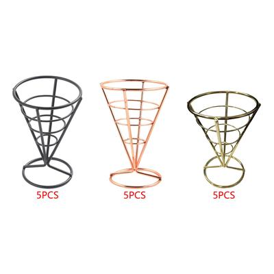 French Fries Stand Cone Holder Stand, Fashion Reusable Serving Stand Cone Basket Fry Holder for Cafe Table, Picnic Restaurant