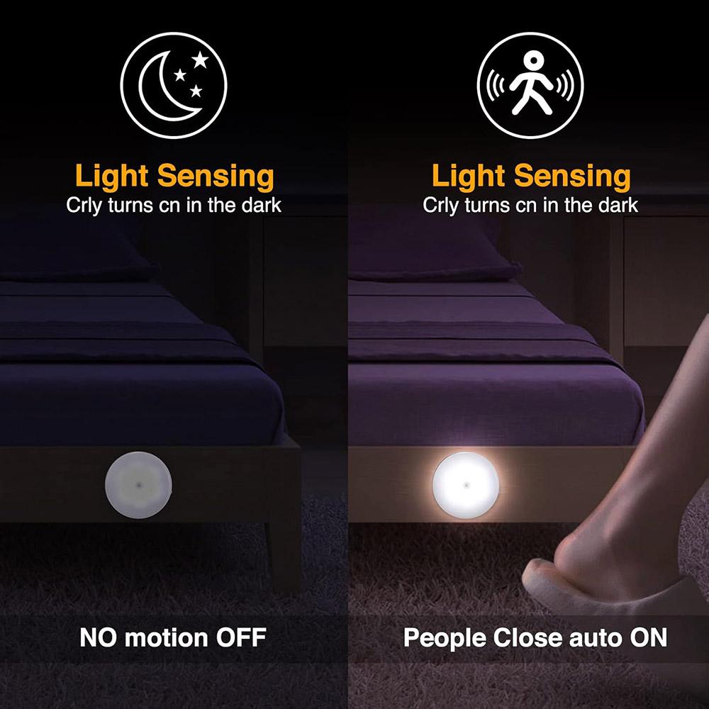 Motion Sensor Night Light, 360° Rotating LED Night Light Cabinet Light Portable Battery Night Light, Cool White