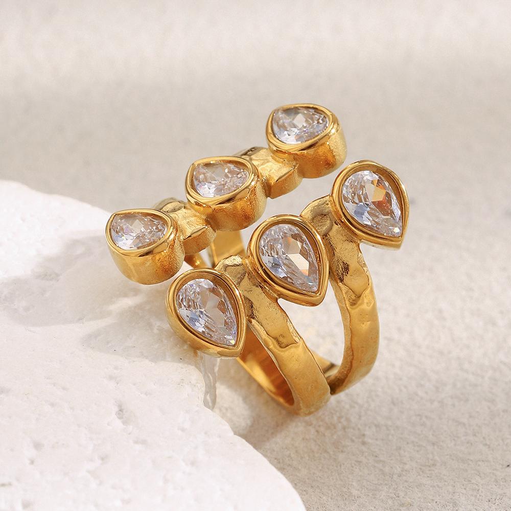 MamacitaSlay 316L Roestvrij Staal Zirconium Meerlaagse Open Ring Feest Waterdichte Sieraden Dames Charm Ring 2026 Hoge Kwaliteit Cadeau