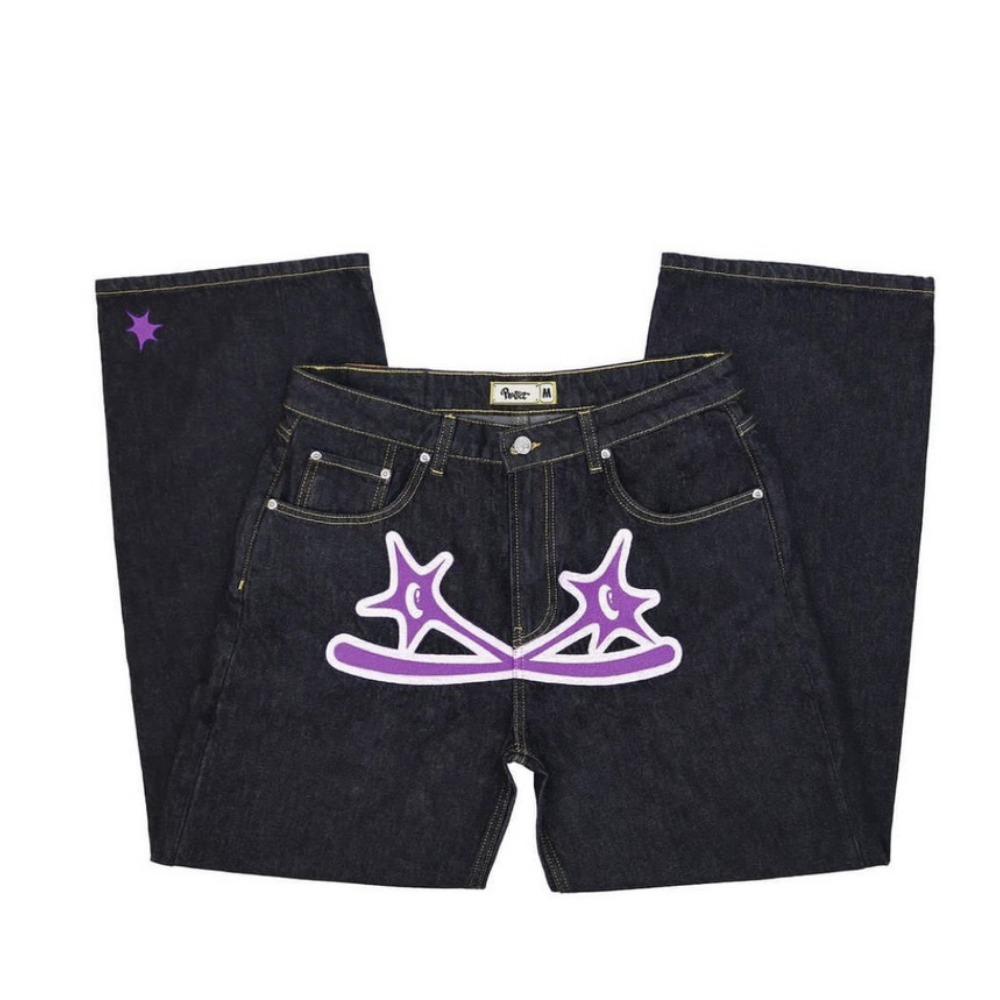 RogueWave Street Clothing Y2K Jeans Harajuku Letter Print Pattern Print Loose Jeans New High Waisted Wide Leg Pants