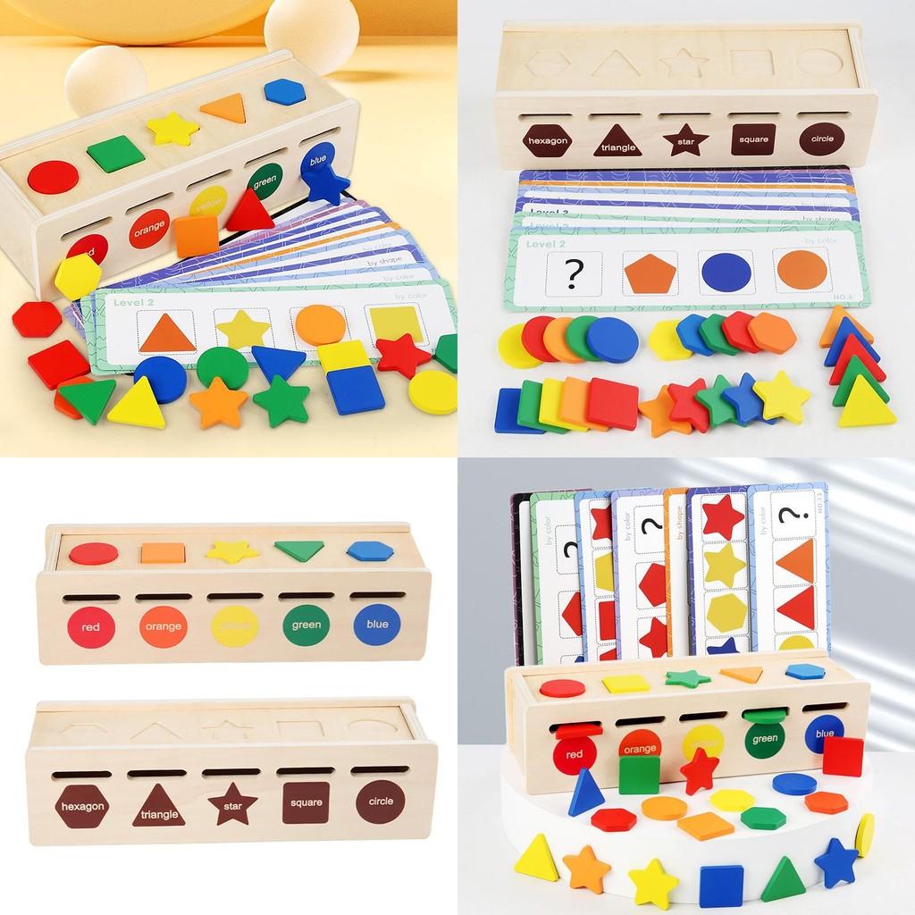 Wooden Sorting Educational Box For Children Shapes Colors Cognitive Skills Play