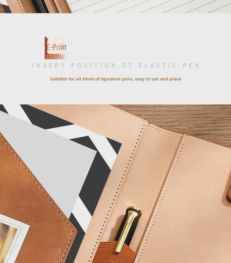 A4 Multi-Function Leather Data Folder with Detachable Notepad