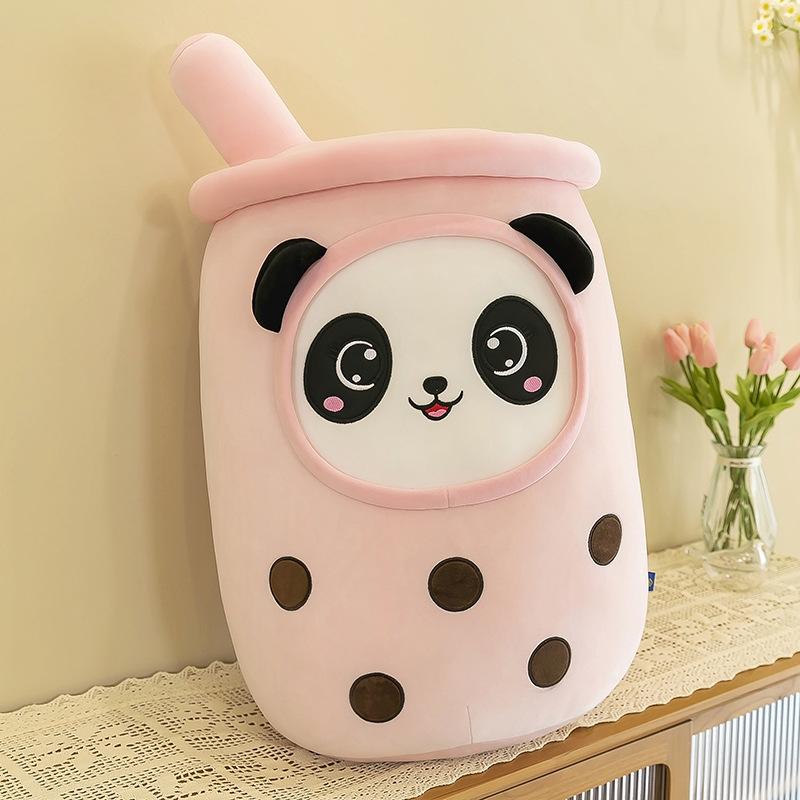 24cm Kawaii Boba Frucht Bubble Tea Cartoon Panda Plüschtier Stofftiere Niedliches Essen Milchtee Weiche Spielzeuge Zimmerdeko Kissen Geschenke