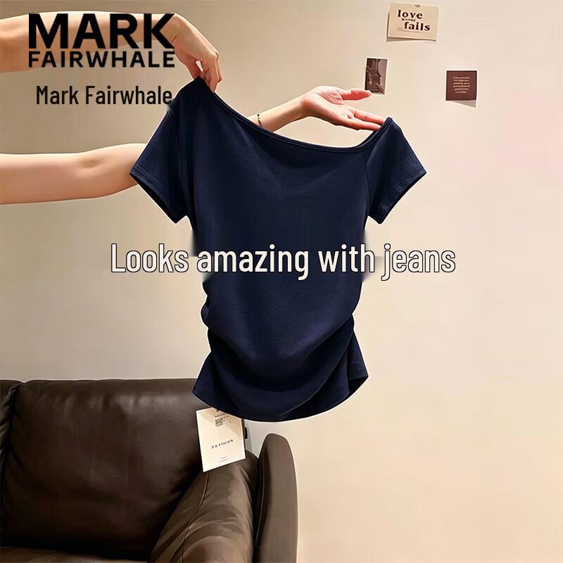 MARK FAIRWHALE Women s Off-Shoulder Short Sleeve T-shirt M