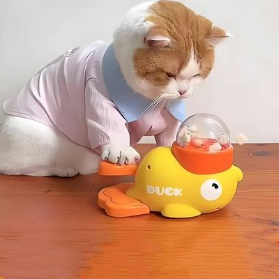 Gul Ankadformad Interaktiv Kattgodisdispenser Hållbar Plast TräningshundLeksak Pussel Långsammatare Hundunderhållningsleksak