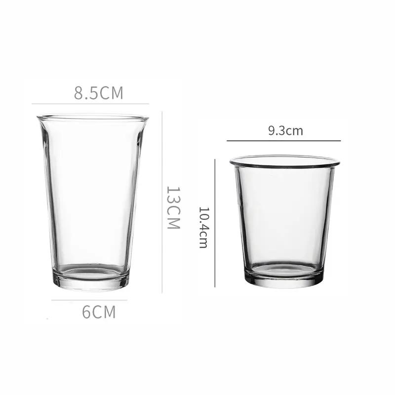 A 360ml 365ml Simple Transparent Tall Glass Juice Water Cup A Student Breakfast Milk Cup A Latte Cup A Flip Cup A Drinking Cup