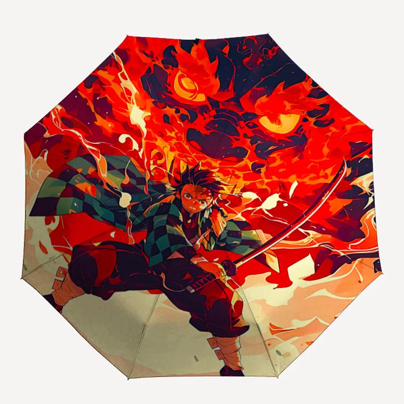 1pc Demon Slayer Tanjiro's Automatic Open/CloseUmbrella, Portable Compact Umbrella for Men & Women Y031