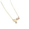 Smart pink diamond I love you necklace female zirconium kiss fish light luxury niche cute sweet personality collarbone chain