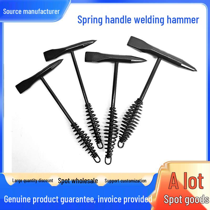 Multifunctional Rust & Welding Hammer with Carbon Steel, Ice Breaking, Black Spring Handle Deslagging Hammer