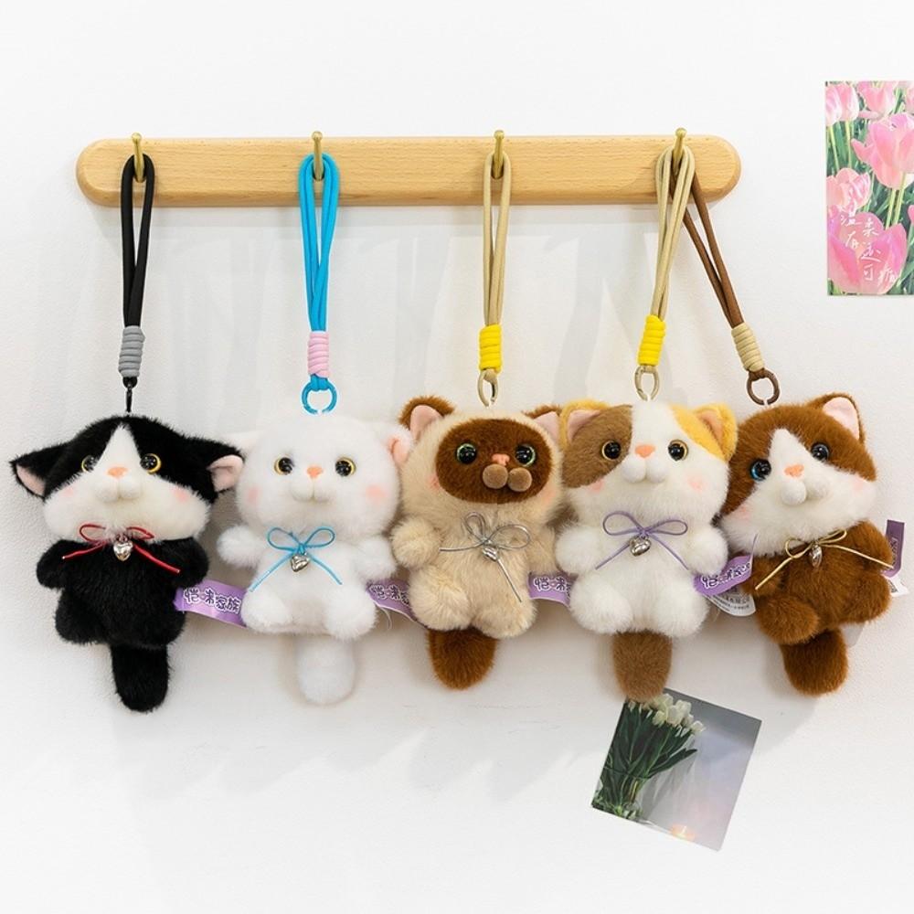 Fluffy Kitten Doll Keychain Furry Cat Plush Toy Keychain Creative Cat Doll Pendant  Home Decor