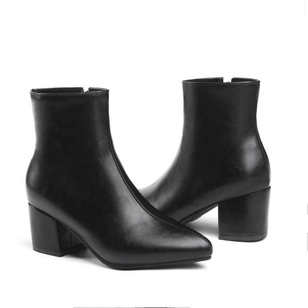 Autumn & Winter New Style Women's Ankle Boots - Pointed-Toe Side-Zip Warm Chunky-Heel Slimming Versatile&Minimalist Boots
