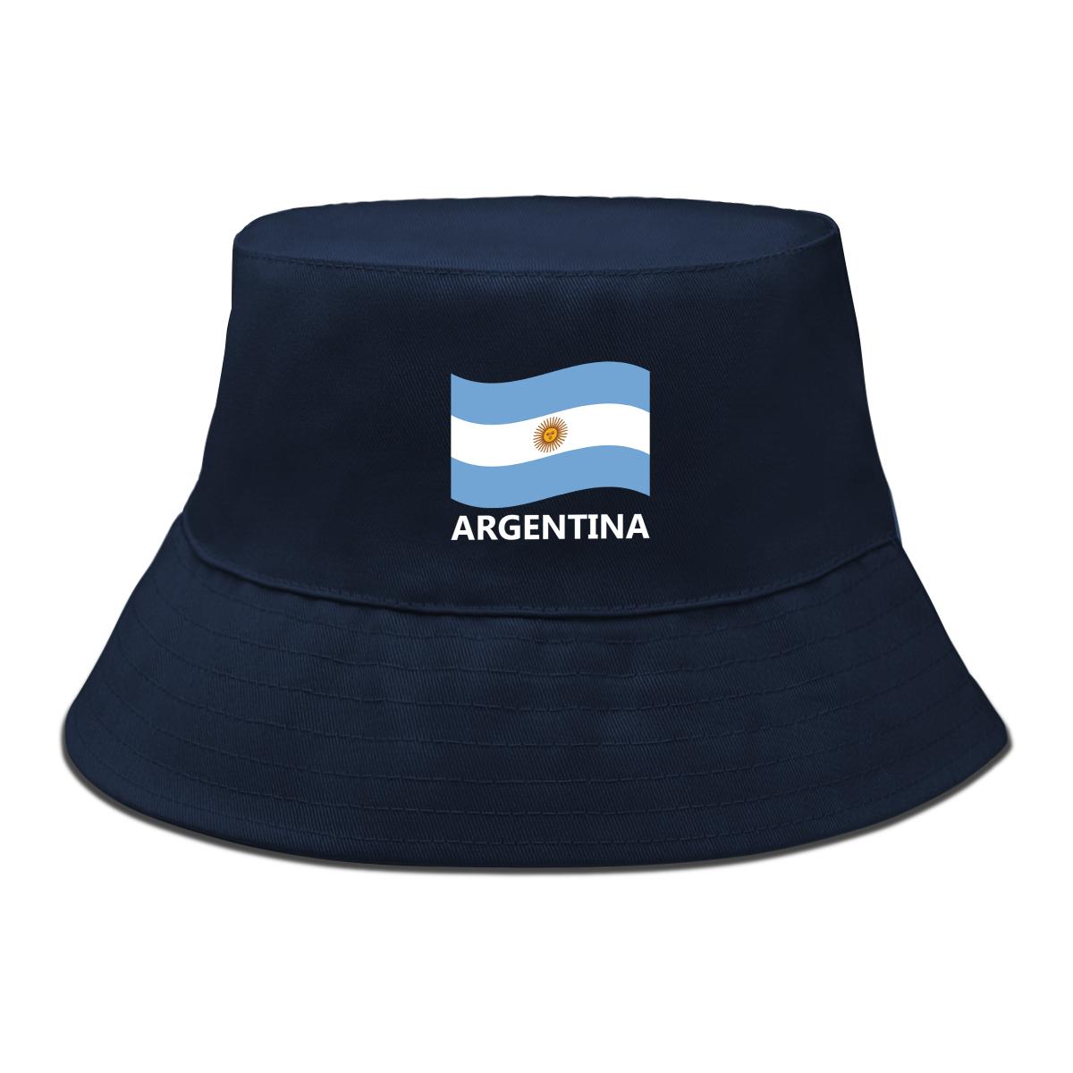 

Argentina Flag Print Bucket Hat Solid Color Unisex Sun Hat Lightweight Hat For Man Cuff Bucket Hats Ideal Choice For Golf Summer темно-синього кольору