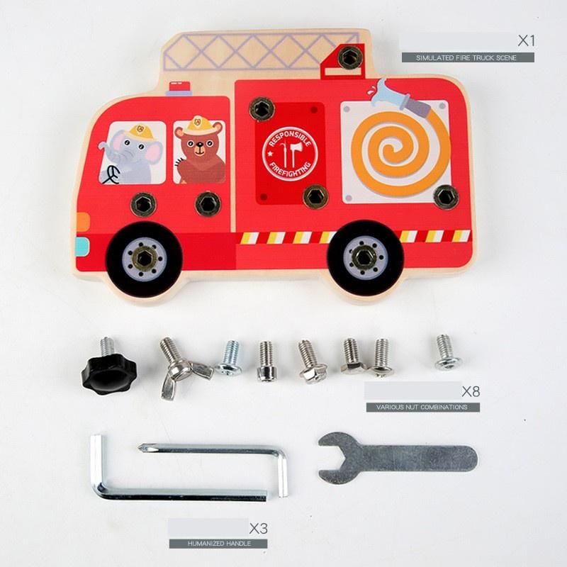 

Wooden Fire Truck Nut Disassembly Tool Set For Early Learning And Development