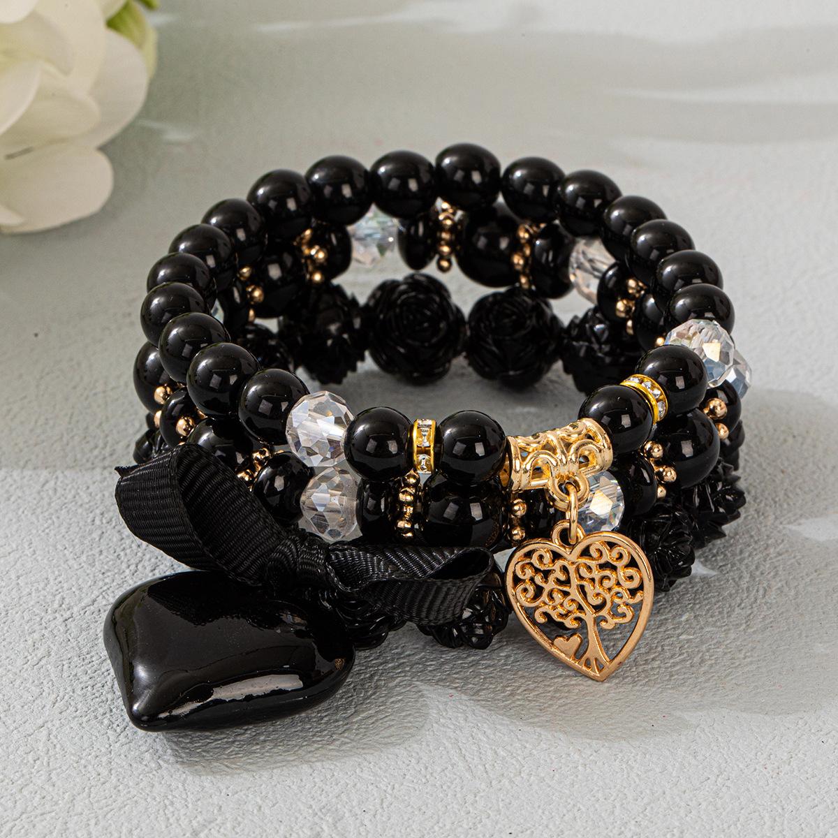 

JYL TS Bracelet en Bead Life Tree Brings Nature Balance & Growth Black французские лилового