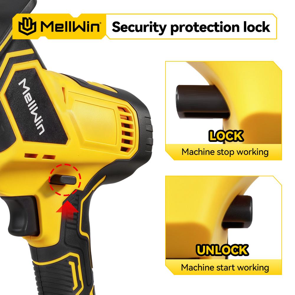 MELLWIN Brushless Electric Reciprocating Saw With 4Saw Blades Metal Wood Cordless Electric CutSaw Tool For Makita 18VBattery Pin