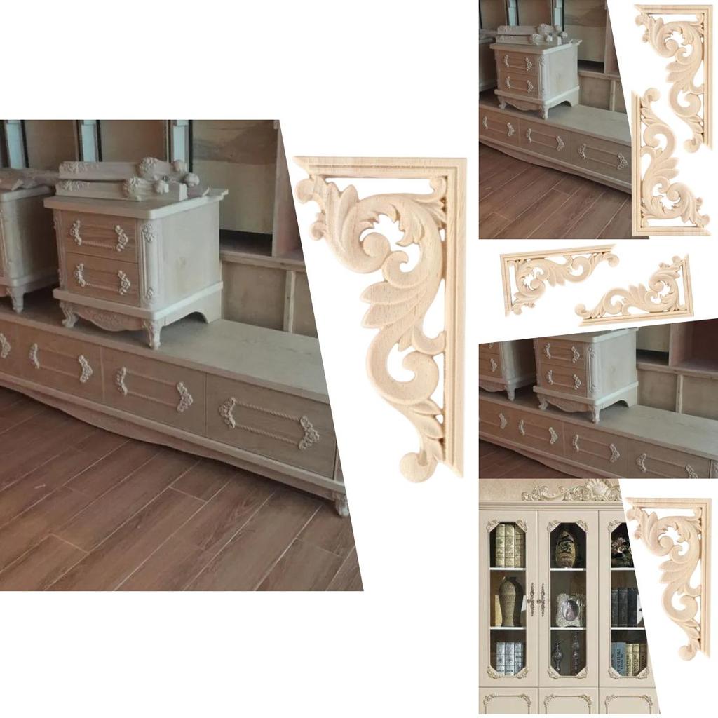 Ecke Holz geschnitzt Einlage Applikation Rahmen Möbel Handwerk Dekorativ Unbemalt