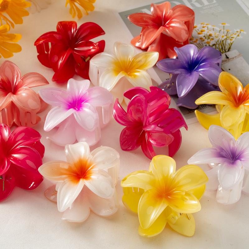 8CM Acrylic Fashion Hair Claws Headwear Accessories Gradient Flower Hair Clip Women Large Flower Hair Claws Crab Clamp Barrettes