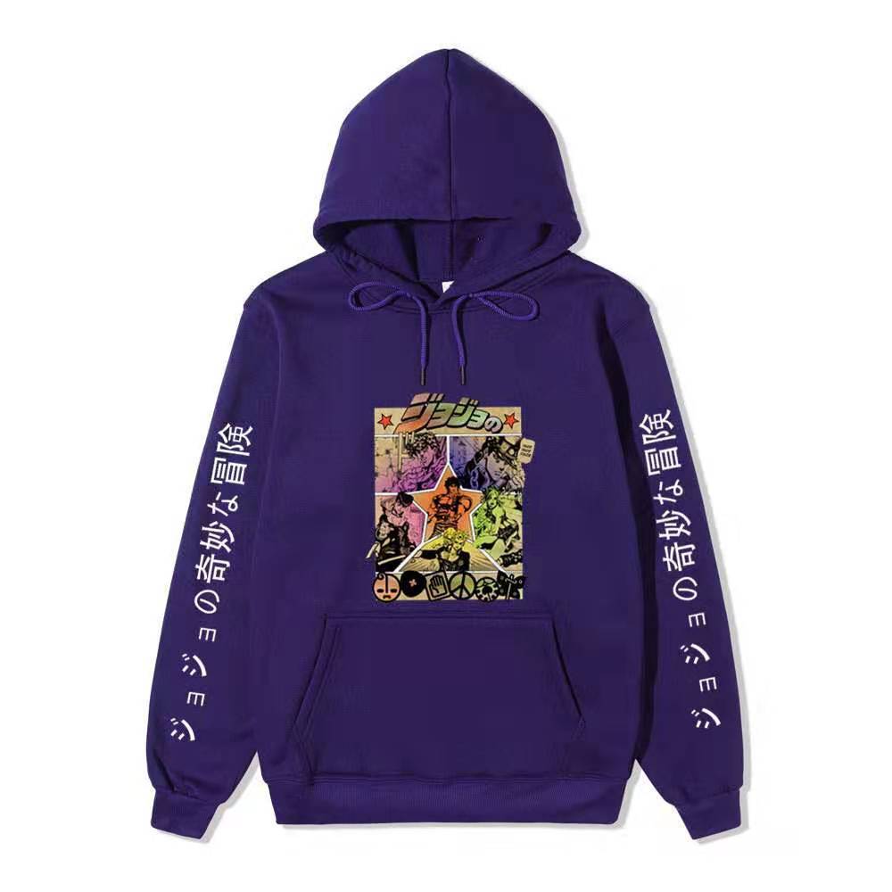 JoJo Bizarre Adventure Hoodie Unisex Fleece Sweatshirt Color Manga Print Autumn Winter Pullover