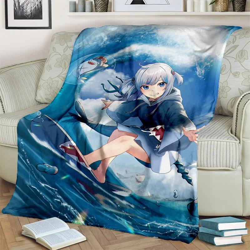 3D Cute Gawr Gura Hololive Cartoon Blanket,Soft Throw Blanket for Home Bedroom Bed Sofa Picnic Travel Office Cover Blanket Kids