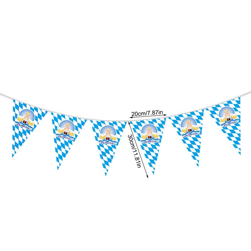 Decorazioni Oktoberfest Stendardo Bandiera Bavarese da 8 Metri Forniture Festa della Birra Ghirlanda Striscione per Giardino Bar Casa Tende Esterno