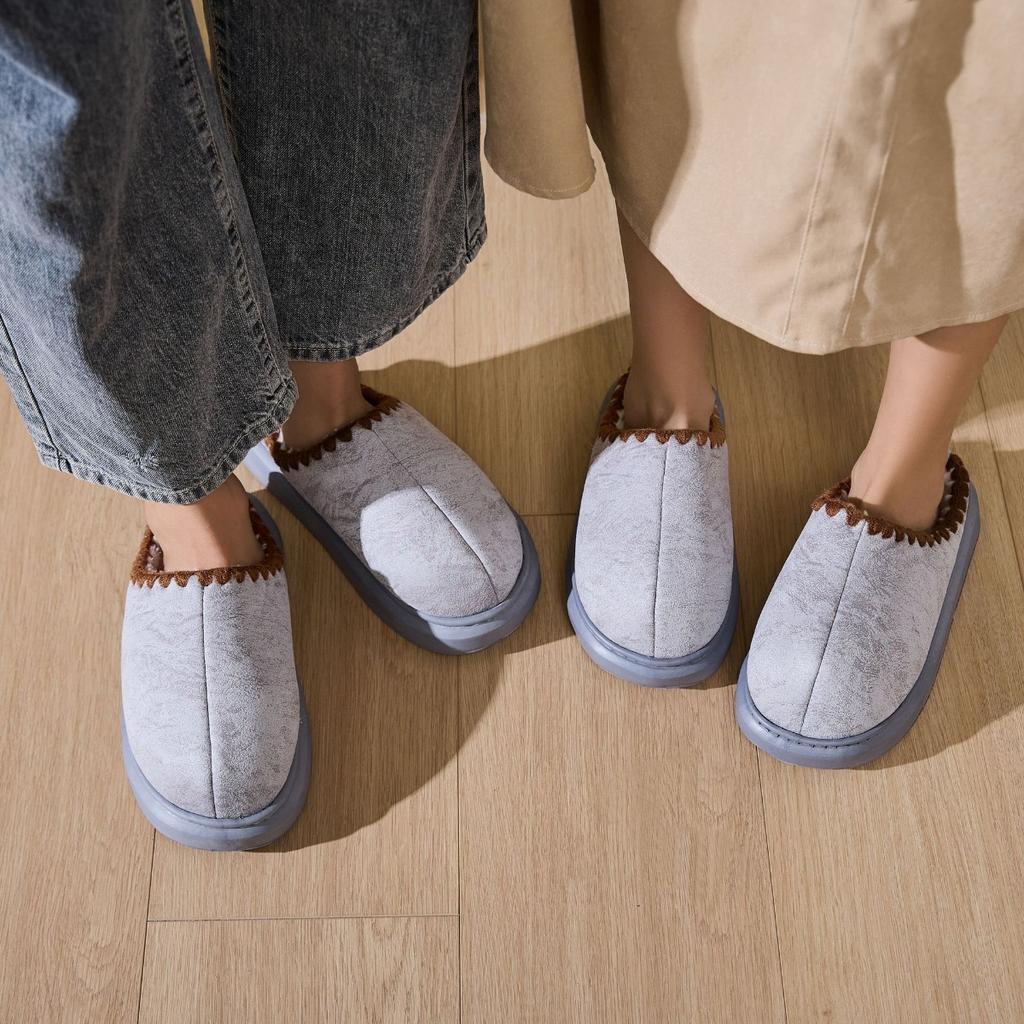 Winter Cotton Slippers for Keeping Warm At Home with Thick Velvet and Fur, Indoor Non Slip Cotton Slippers for Home Use