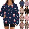 Women's Fashionable Christmas Print Long-sleeved V-neck Sweatshirt