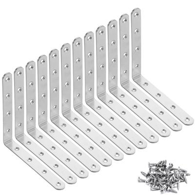 Wopanxye 12-Pack Angle Brackets, Shelf Brackets, Fixing Hardware, Stainless Steel Angle, L-Shaped, Stainless Steel Screws, Corner Brace, Joining Hardw