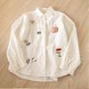 Spring 2026 Slimming Striped Children's Literary Style Women's Embroidered Long Sleeve Shirt