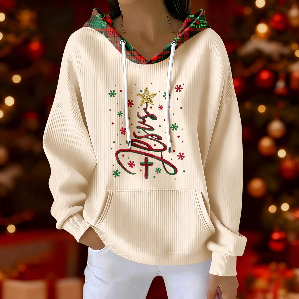 Women's Fashion Casual Christmas Print Pullover Long-Sleeve Sweatshirt