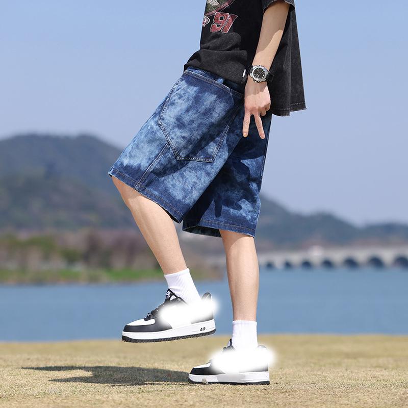 

Чоловічі літні джинсові шорти карго великого розміру 8XL з еластичною талією, прямі мішкуваті джинсові шорти S