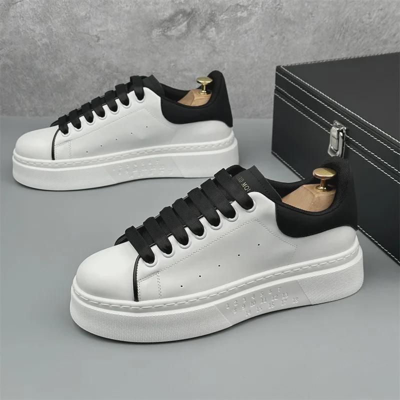 

Мужские летние дышащие кроссовки Slip-On 2024 года — классические, модные, на толстой подошве, визуально увеличивающие рост, кампусные белые туфли 44 чёрный