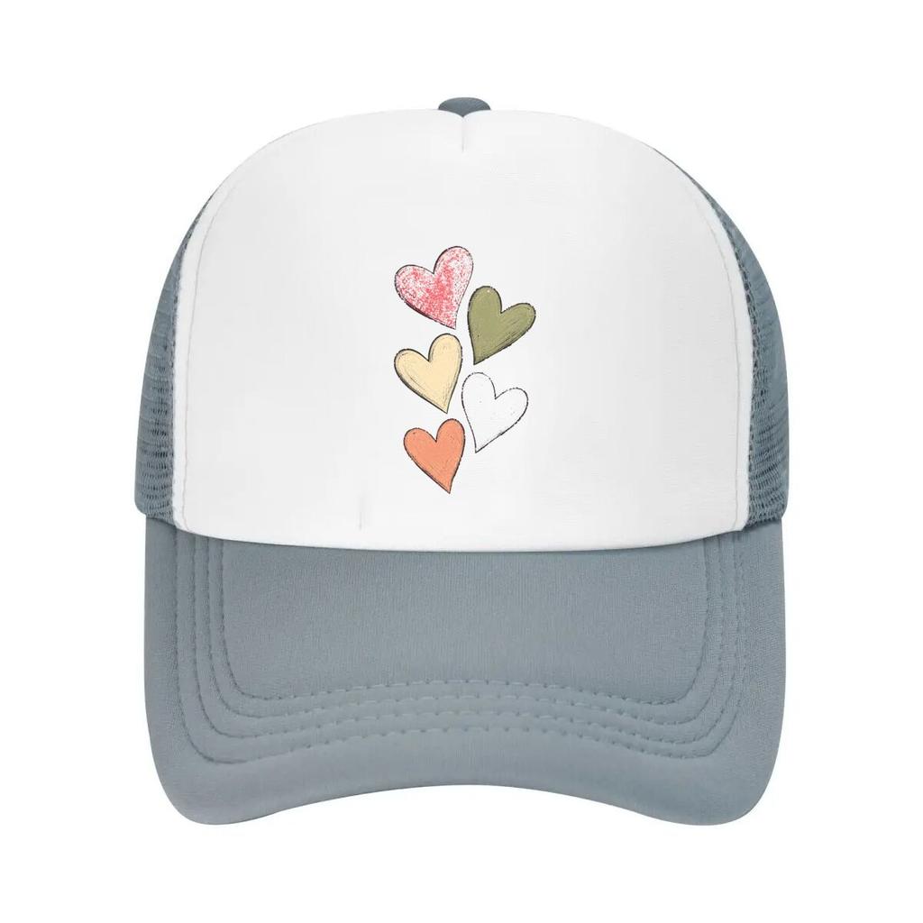 Pastel Sketch Hearts Vertical Love Mesh Baseball Cap Casual Hat Outdoor  For Womens Unisex FeUnisex