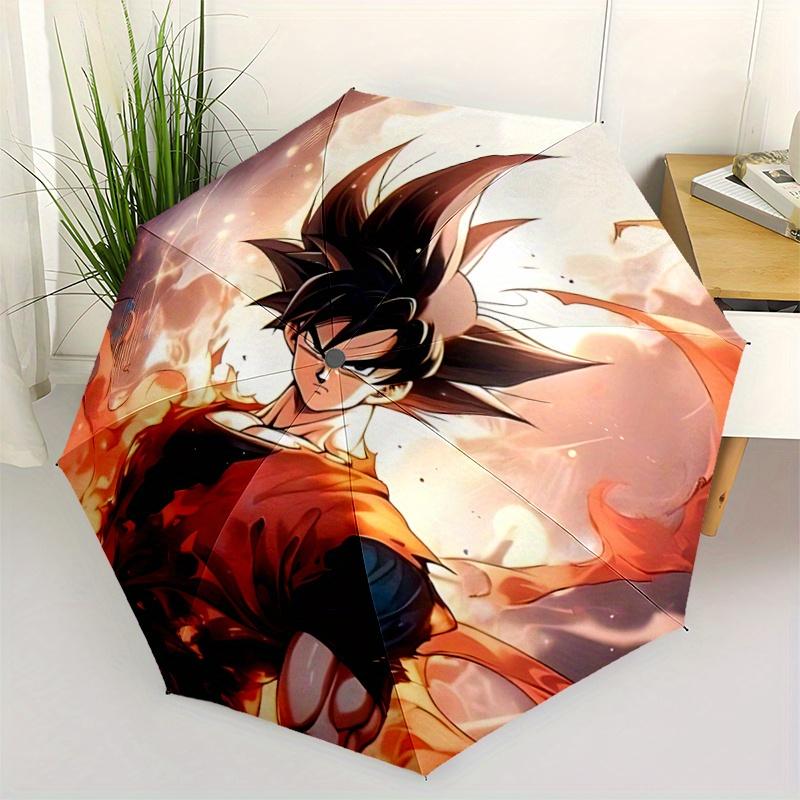 1pc Super Saiyan Goku Automatic Opening and Closing Umbrella - Lightweight 3-Fold Design, Suitable for Fans, Travel, Daily Use, Interesting Shape, Con