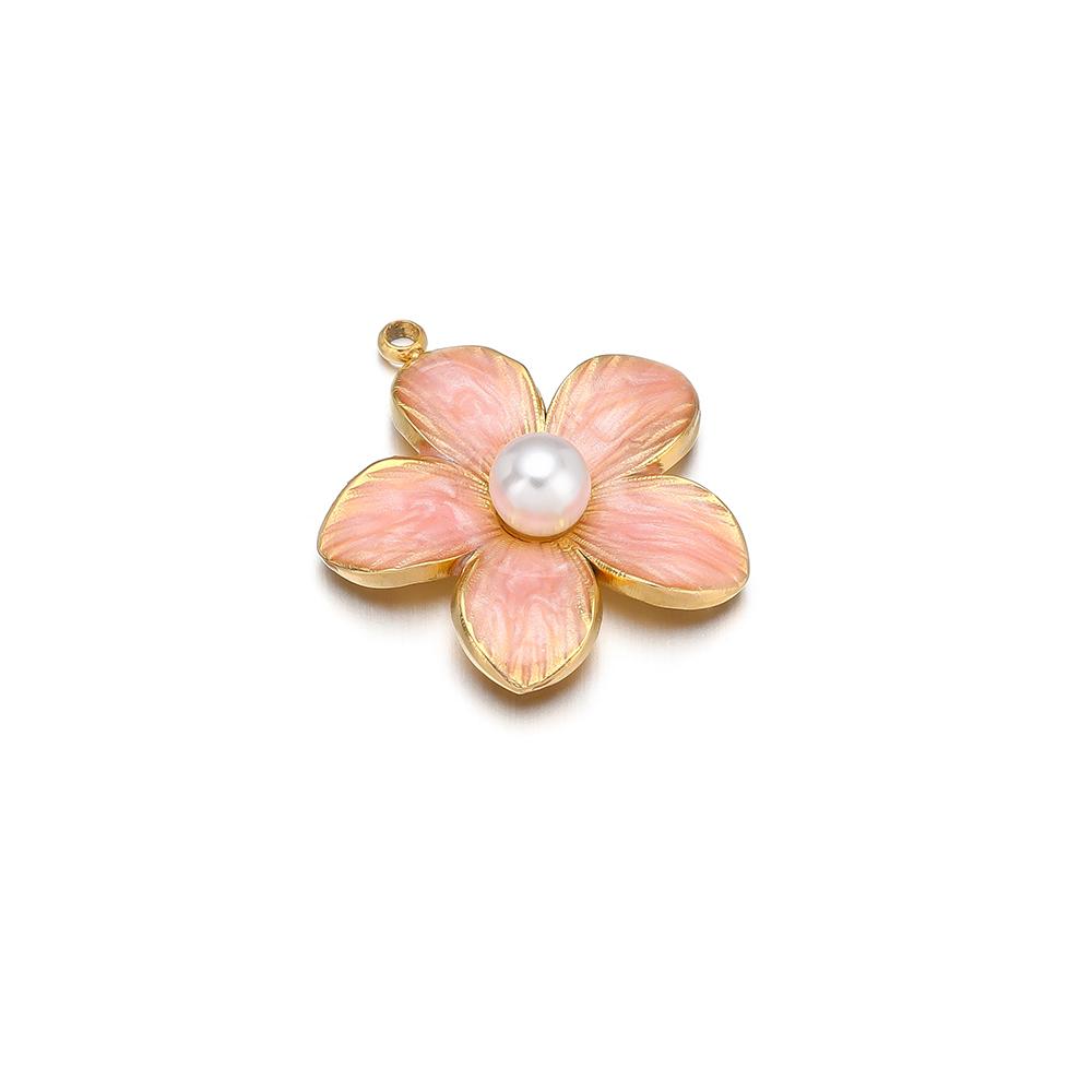 5pcs Stainless Steel 18K Gold Color Enamel Colorful Flower Charms Pendants for DIY Jewelry Necklace Making Bracelets Accessories