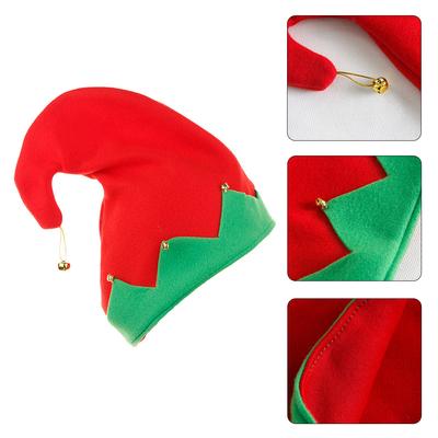 Elfenmützen Plüsch für Jungen Mädchen Kappen für festlichen Heiligabend Weihnachtsmannmützen mit Metallglöckchen-Ornament an der Spitze