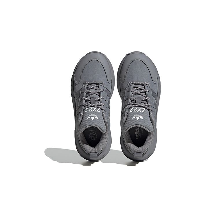 Adidas Originals ZX 22 Round Toe Lace-Up Cushioning Durable Low-Top Running Shoes Kids Sneakers Gray HQ1571
